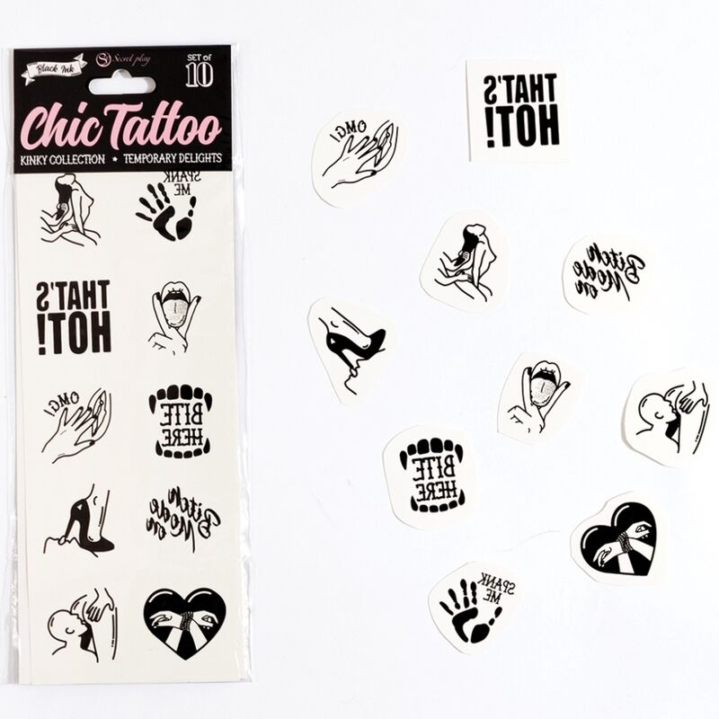 Secret Play 10 Tatuaggi Temporanei Collezione Kinky - Accessorio intimo