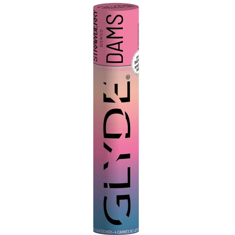 Sheer Glyde Dams Laminas Lattice Sesso Orale Vaniglia - Preservativi, kit da 3, colore fragola - vista laterale