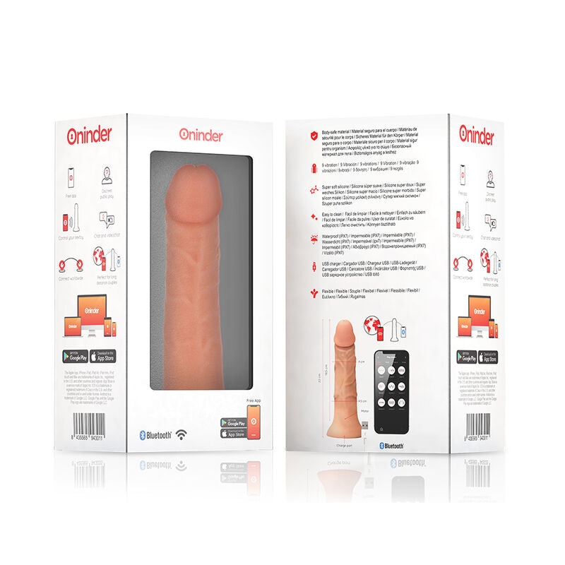Oninder Grande Bogotá 9 Velocità Naturale 22 CM O 4.5 CM - Massaggiatore con app - vista frontale
