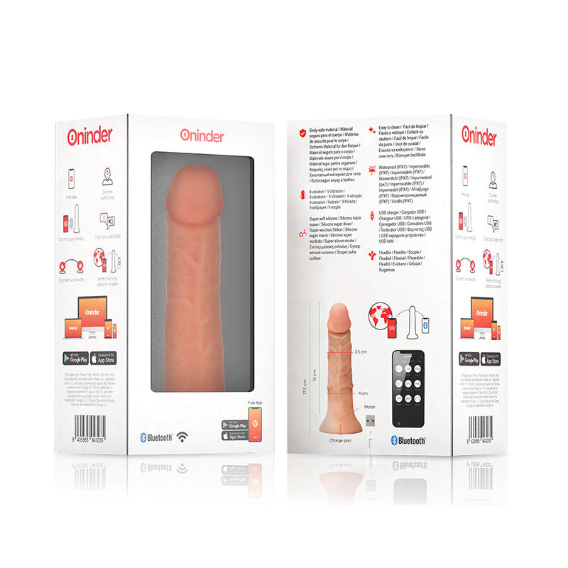 Oninder Piccolo Bogotá 9 Velocità Naturale 17.5 CM O 4 CM - Massaggiatore con app - vista frontale