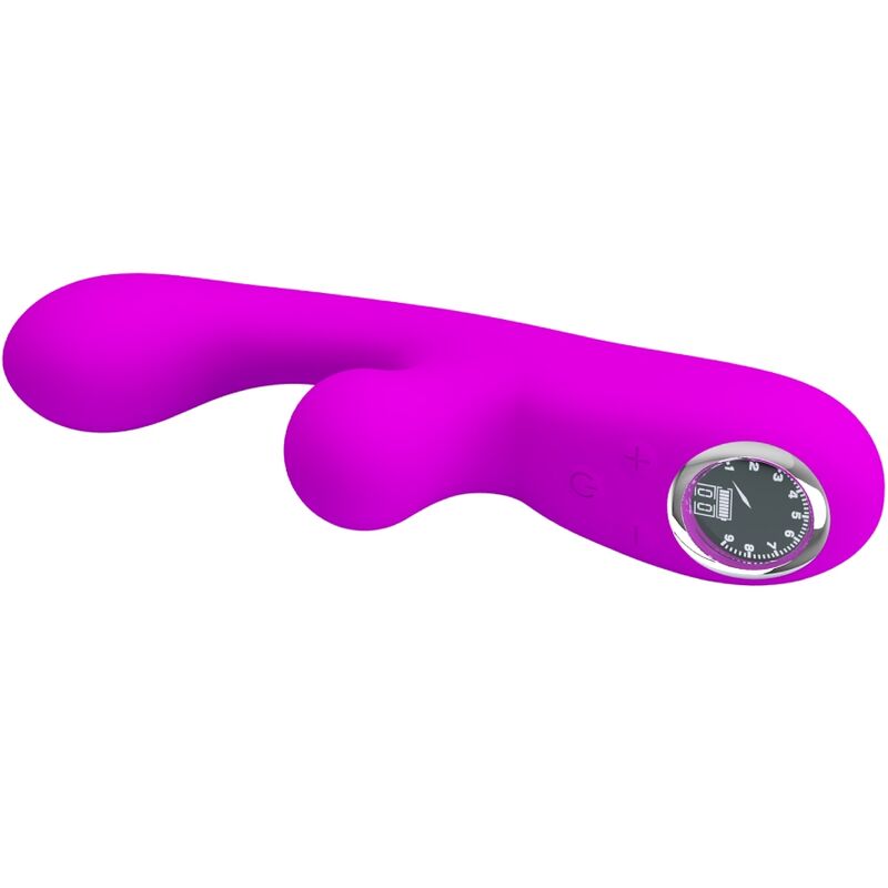 Pretty Love Skylar - Massaggiatore doppio, colore viola - in mano per le dimensioni