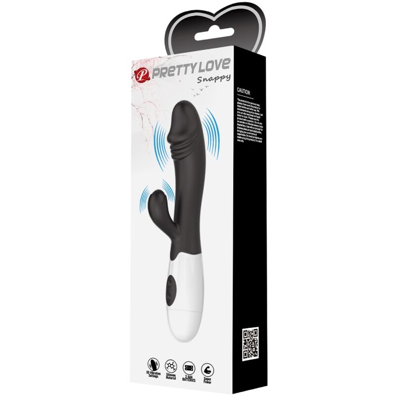Pretty Love Snappy - Massaggiatore curvo, colore spot nero - nella confezione