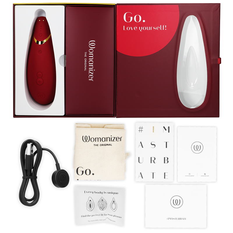 Womanizer Premium 2 - Massaggiatore ad aria pulsata, colore bordeaux - retro