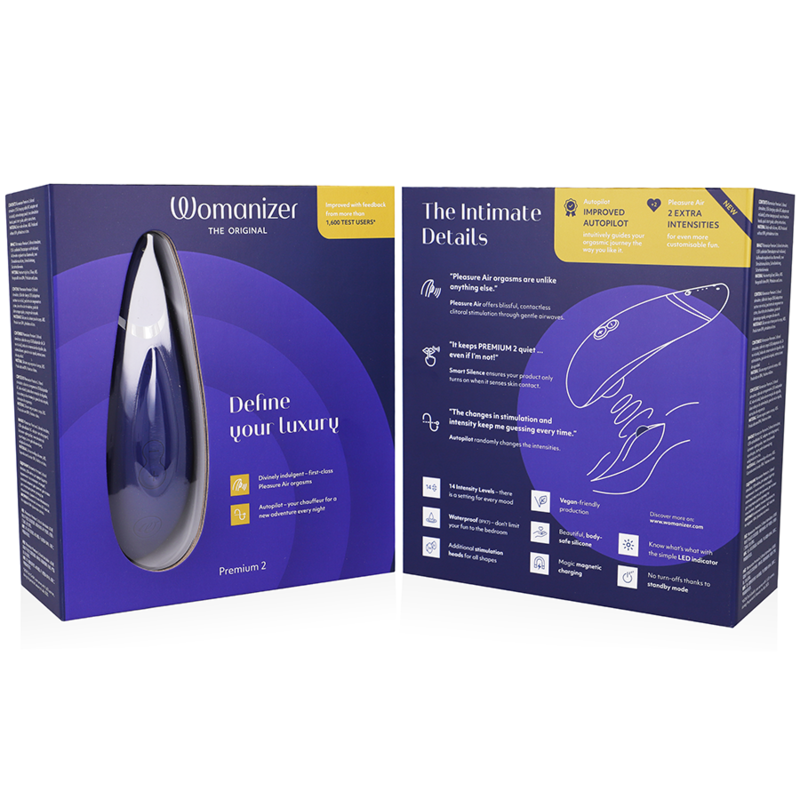 Womanizer Premium 2 - Massaggiatore ad aria pulsata, colore mirtillo - vista frontale