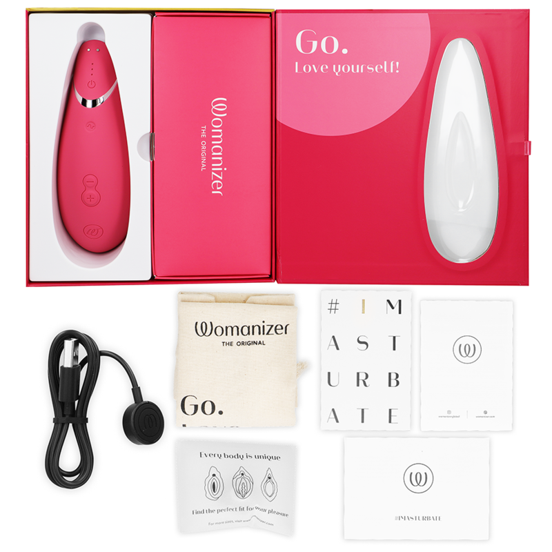 Womanizer Premium 2 - Massaggiatore ad aria pulsata, colore lampone - retro