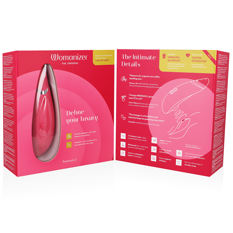 Womanizer Premium 2 - Massaggiatore ad aria pulsata, colore lampone - vista frontale