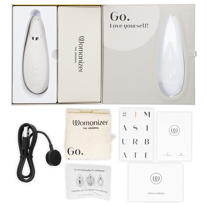 Womanizer Premium 2 - Massaggiatore ad aria pulsata, colore grigio caldo - retro
