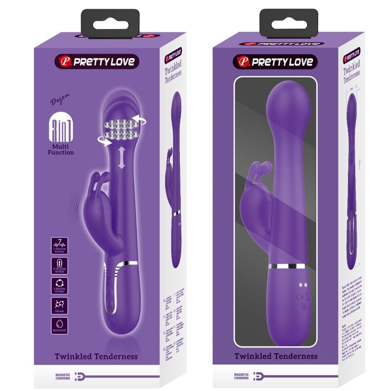 Pretty Love Dejon - Massaggiatore doppio, colore viola - in mano per le dimensioni