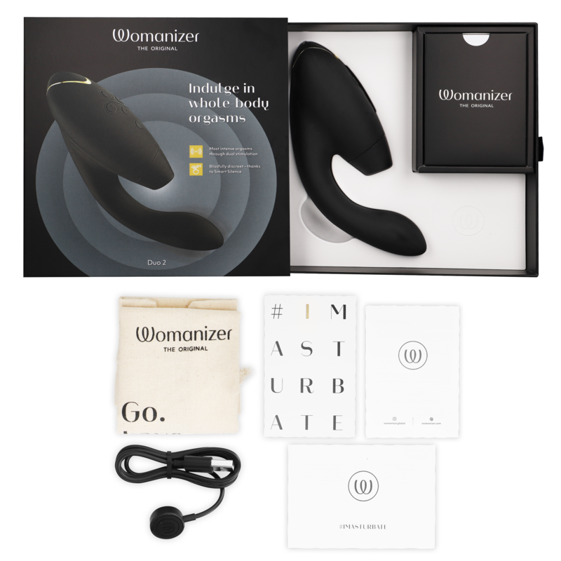 Womanizer Duo 2 - Massaggiatore ad aria pulsata, colore nero - vista laterale