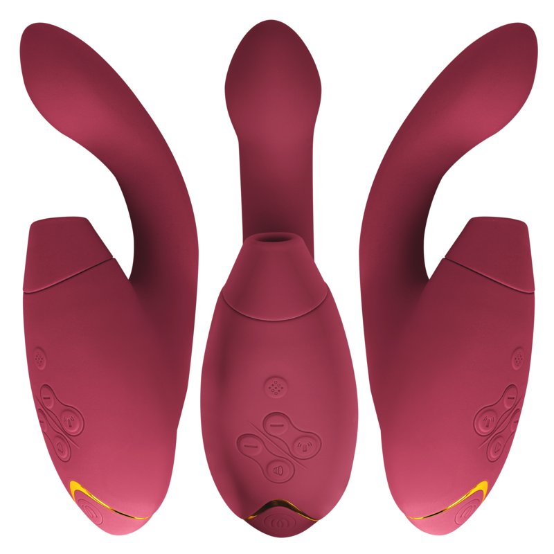 Womanizer Duo 2 - Massaggiatore ad aria pulsata, colore bordeaux - vista laterale