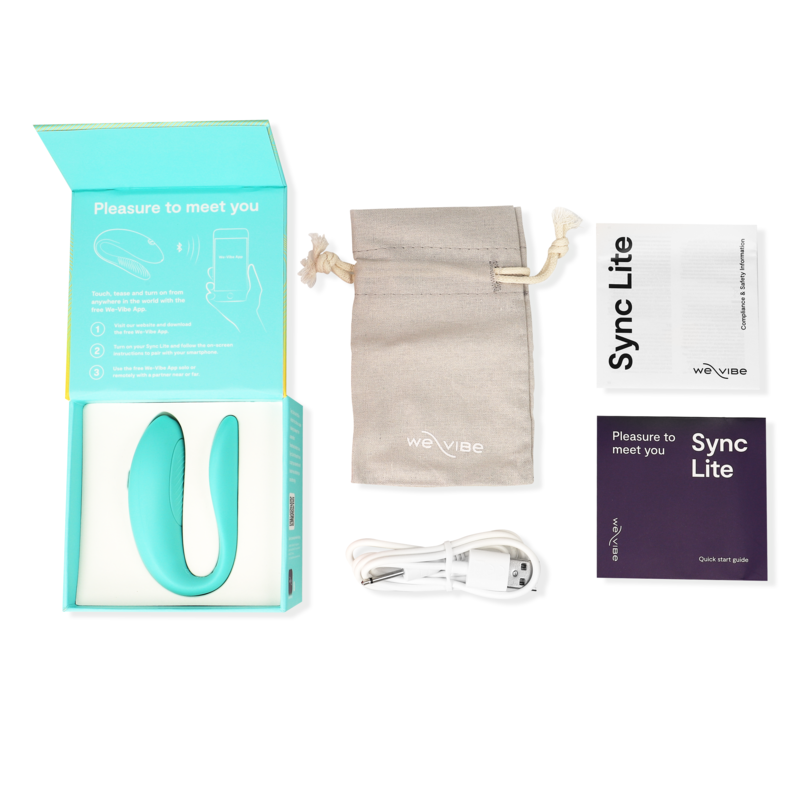 We-Vibe Sync Lite - Massaggiatore esterno, colore turchese - in mano per le dimensioni