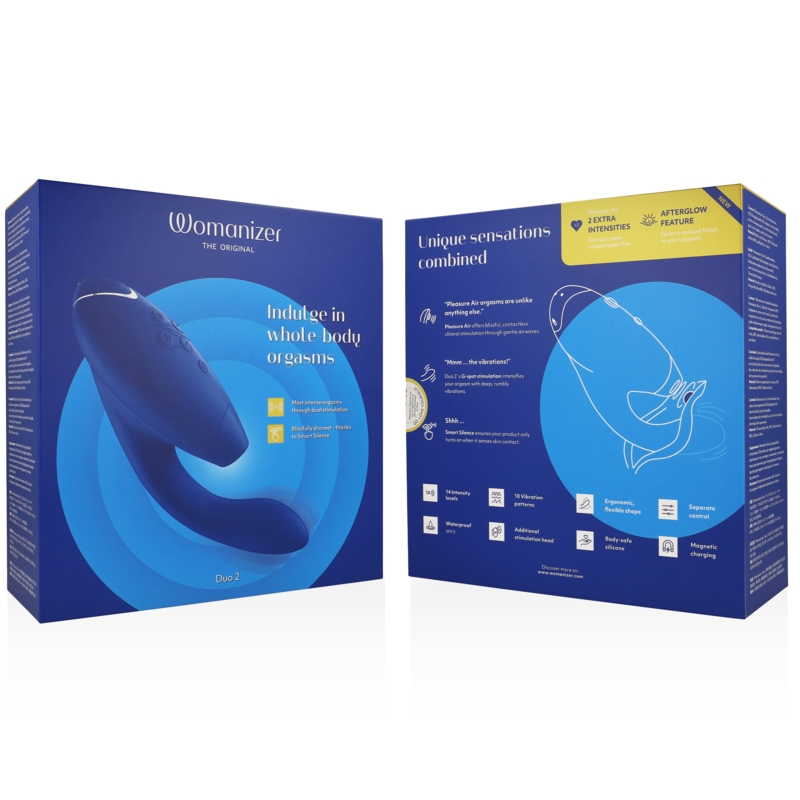 Womanizer Duo 2 - Massaggiatore ad aria pulsata, colore blu - vista laterale