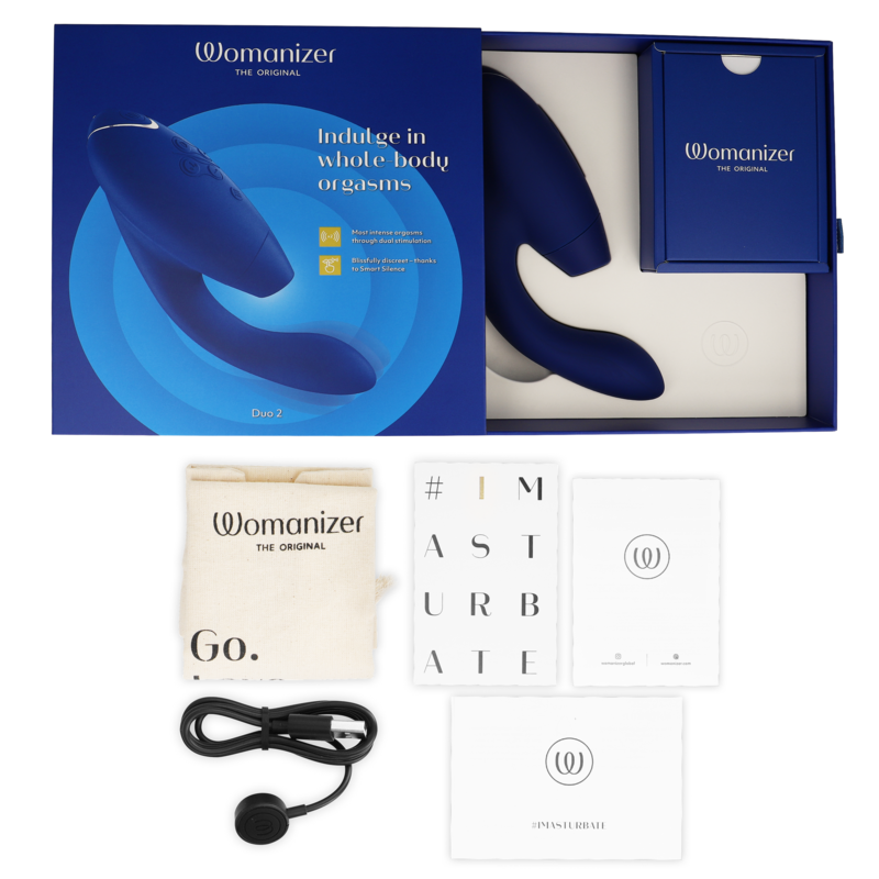 Womanizer Duo 2 - Massaggiatore ad aria pulsata, colore blu - vista frontale