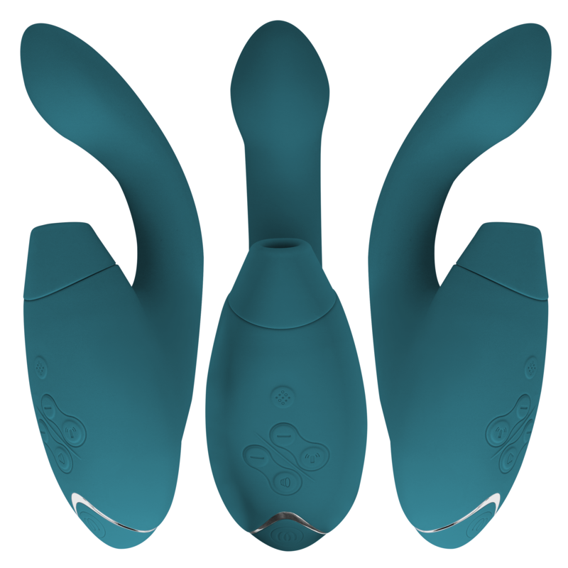 Womanizer Duo 2 - Massaggiatore ad aria pulsata, colore blu petrol - vista frontale