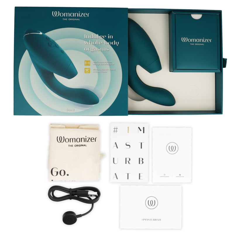 Womanizer Duo 2 - Massaggiatore ad aria pulsata, colore blu petrol - vista frontale