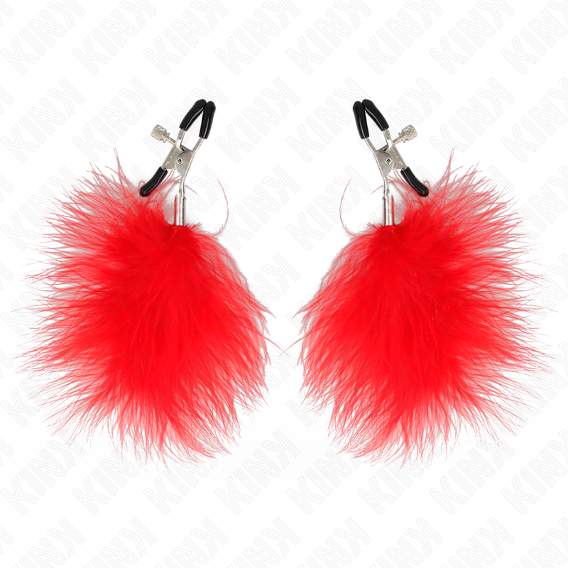 Kink Pinza - Accessorio intimo, colore capezzoli piuma rosso 7 - vista laterale