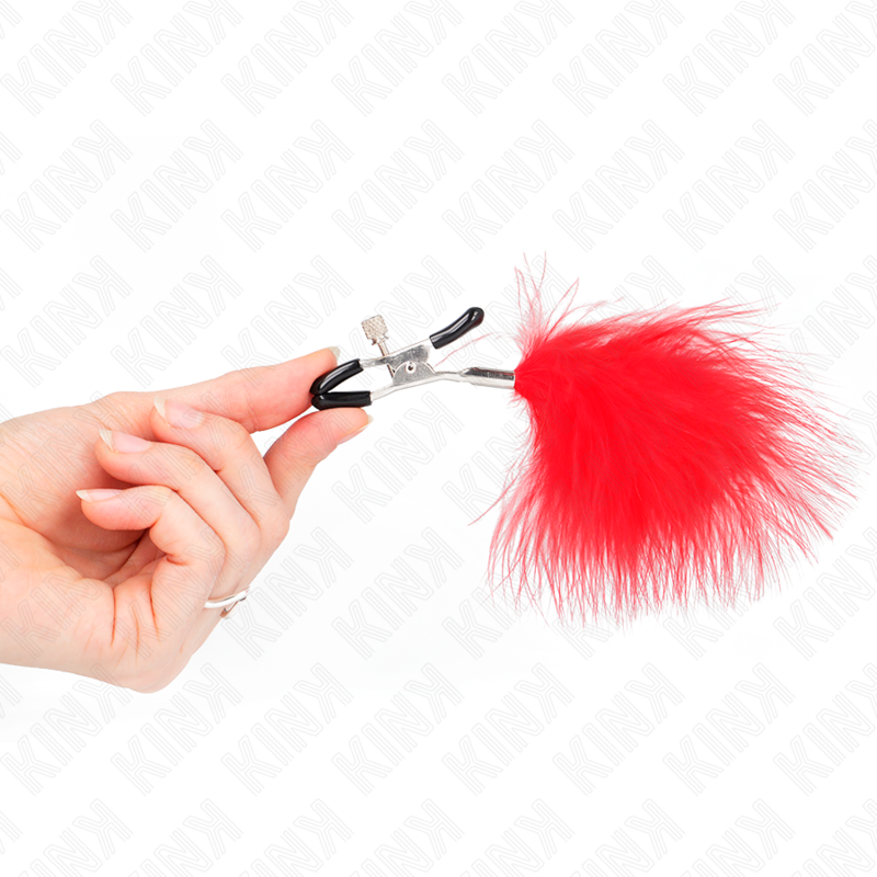 Kink Pinza - Accessorio intimo, colore capezzoli piuma rosso 7 - nella confezione