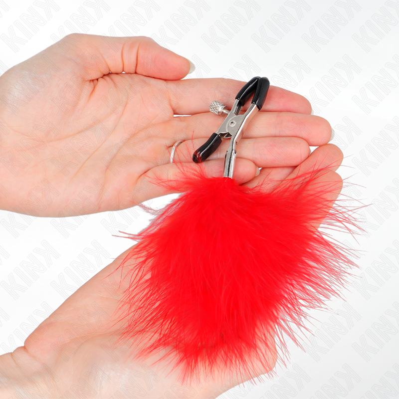 Kink Pinza - Accessorio intimo, colore capezzoli piuma rosso 7 - dettaglio