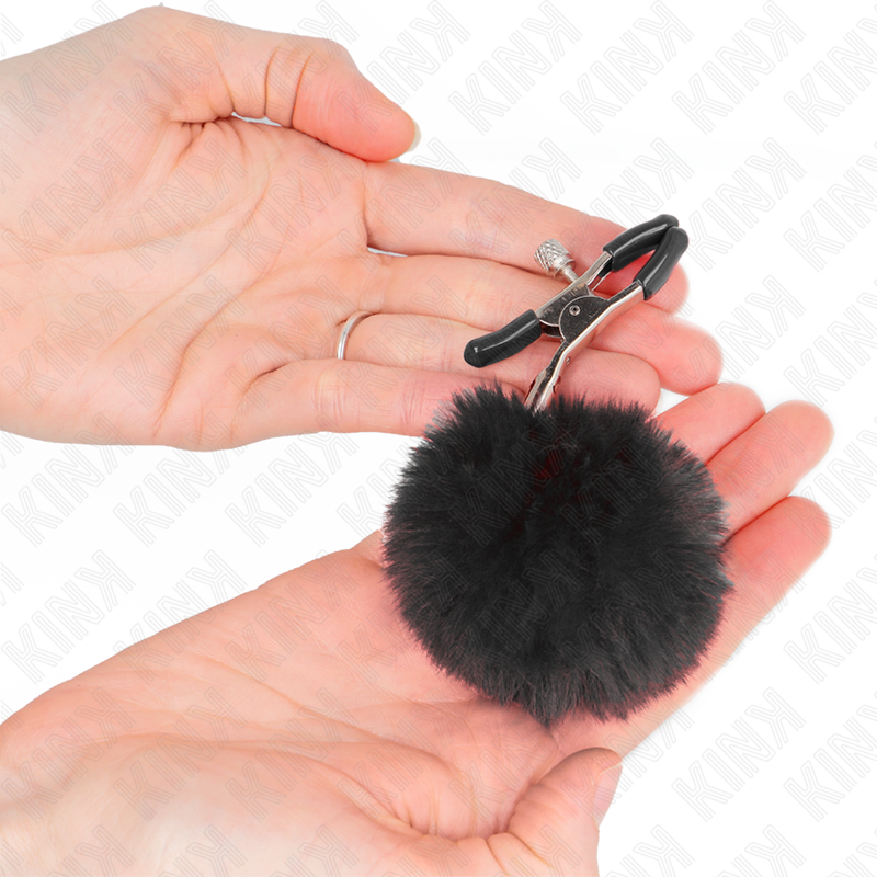 Kink Morsetto - Accessorio intimo, colore capezzoli sfera ecopelliccia nera - dettaglio