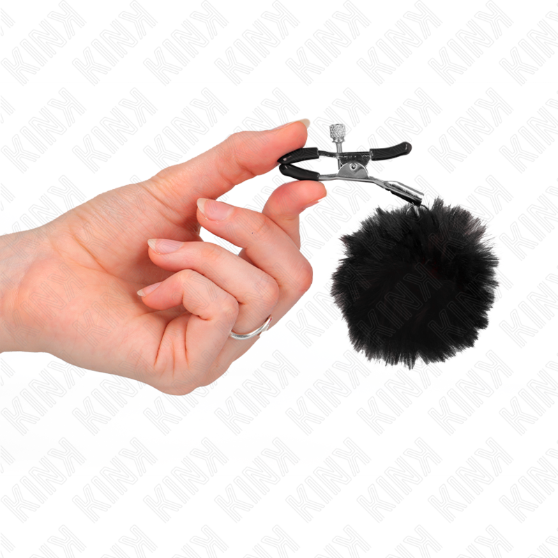 Kink Morsetto - Accessorio intimo, colore capezzoli sfera ecopelliccia nera - nella confezione