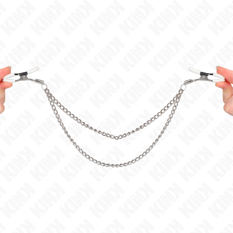 Kink Pinze - Accessorio intimo, colore capezzoli 2 catene sottili argento 20/23 cm