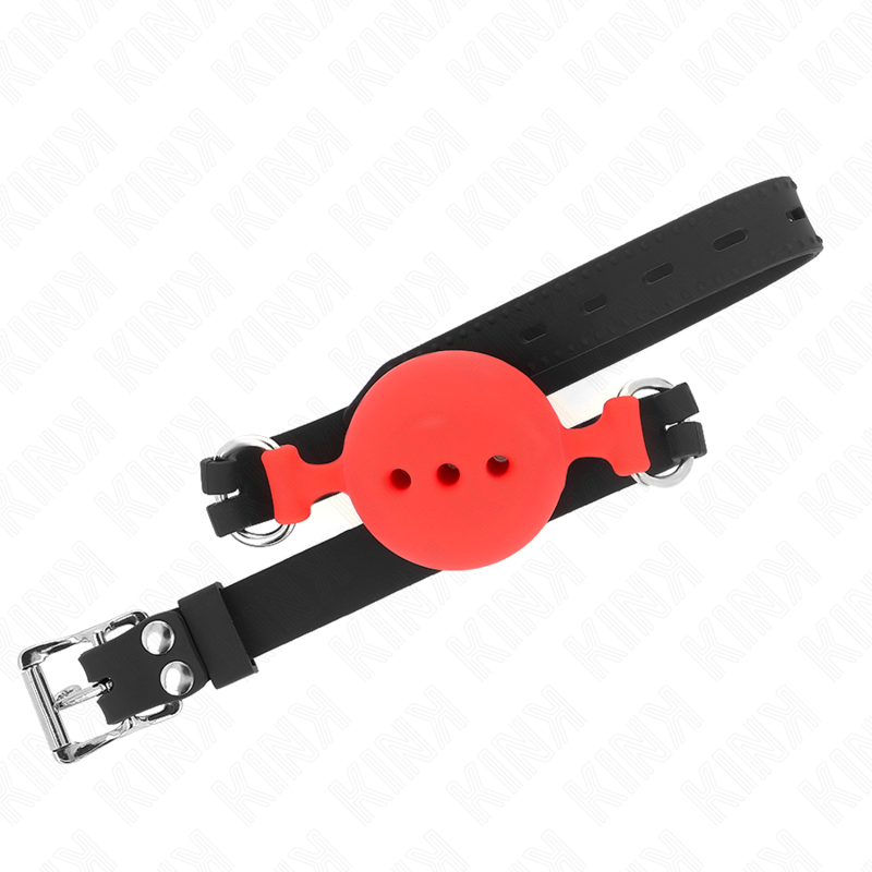 Kink Bavaglio - Accessorio intimo, colore intero 55 x 2 cm sfera 5 cm misura rosso regolabile 35 51 cm - dettaglio