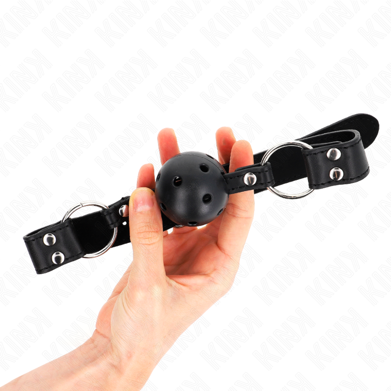Kink Bavaglio Sfera Traspirante 4 CM - Accessorio intimo, colore 1 nero - vista laterale