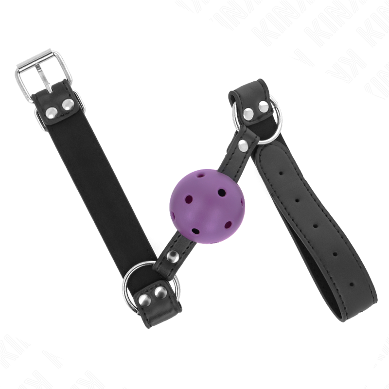 Kink Palla Traspirante Bavaglio 4 CM - Accessorio intimo, colore viola - vista laterale