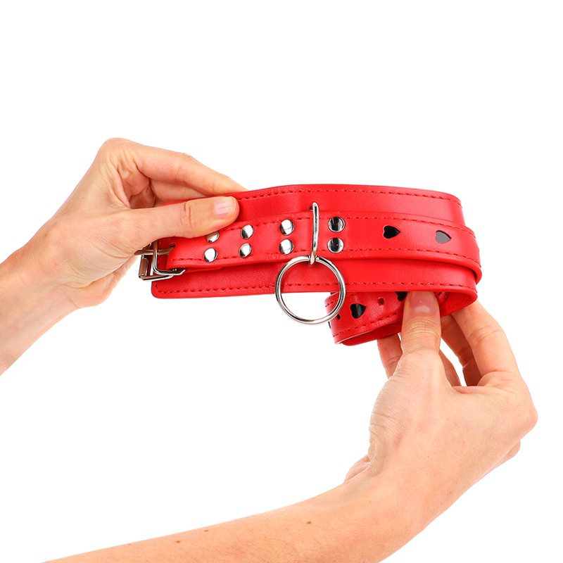 Kink Polso - Accessorio intimo, colore rosso intarsio cuore nero regolabile 21 28 cm x 5 5 cm - nella confezione