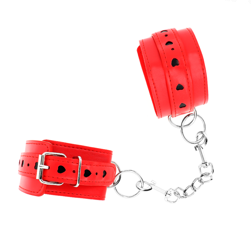 Kink Polso - Accessorio intimo, colore rosso intarsio cuore nero regolabile 21 28 cm x 5 5 cm - vista laterale