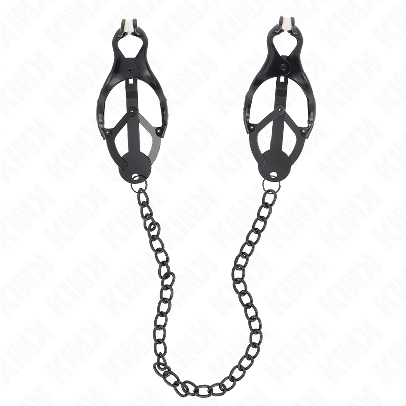 Kink Pinze - Accessorio intimo, colore capezzoli trifoglio giapponese catena nera 30 cm