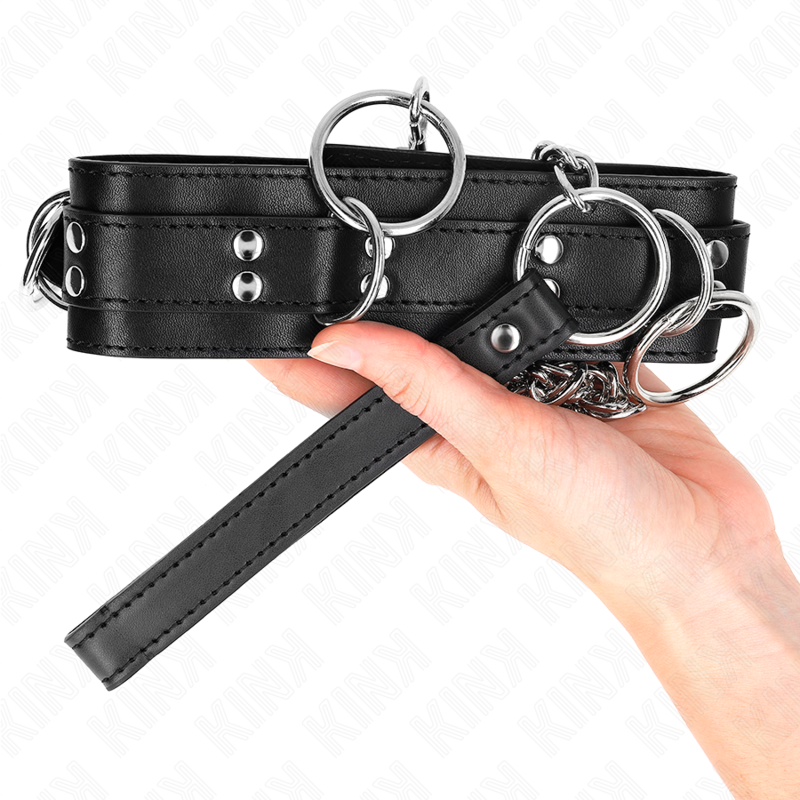 Kink Collana Schiavitù 3 Anelli - Accessorio intimo - in mano per le dimensioni