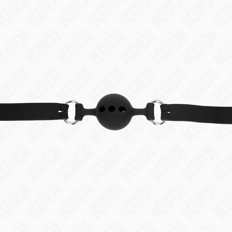 Kink Bavaglio - Accessorio intimo, colore intero 55 x 2 cm sfera 4 cm misura nero regolabile 35 51 cm - in mano per le dimens