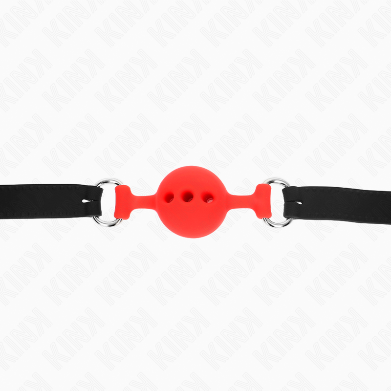 Kink Bavaglio - Accessorio intimo, colore intero 55 x 2 cm sfera 4 cm misura rosso regolabile 35 51 cm - in mano per le dimen