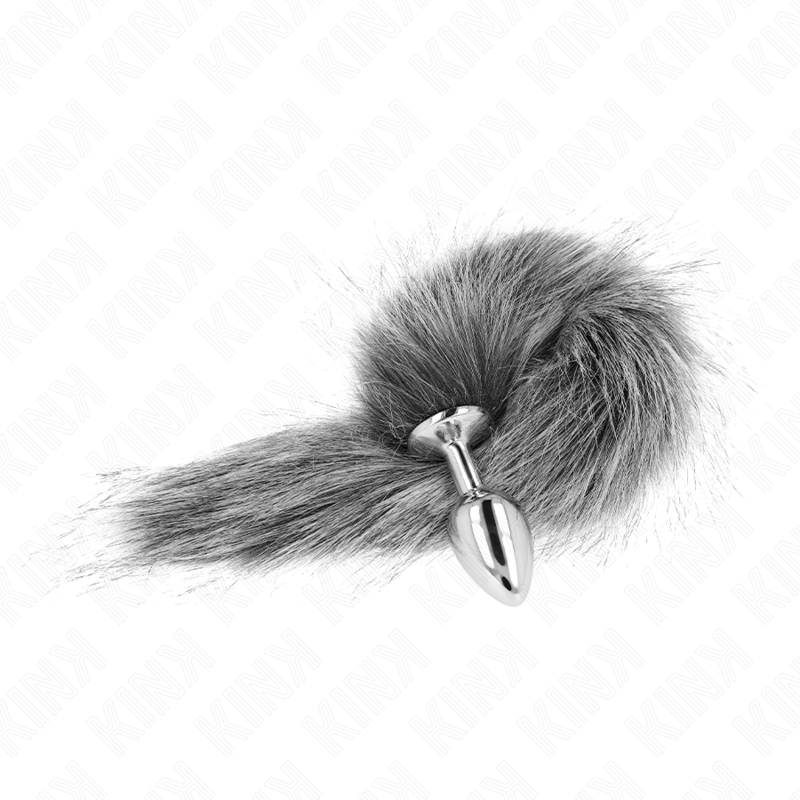 Kink Plug - Accessorio intimo, colore 7 x 3 cm coda sintetica 40 cm grigio - dettaglio