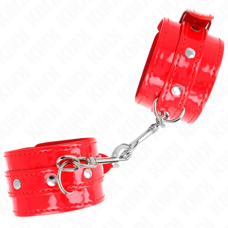 Kink Polsini Lucidi Rossi Regolabili 23 33 CM - Accessorio intimo - dettaglio