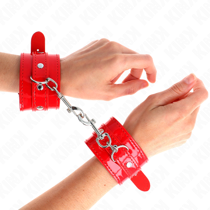 Kink Polsini Lucidi Rossi Regolabili 23 33 CM - Accessorio intimo