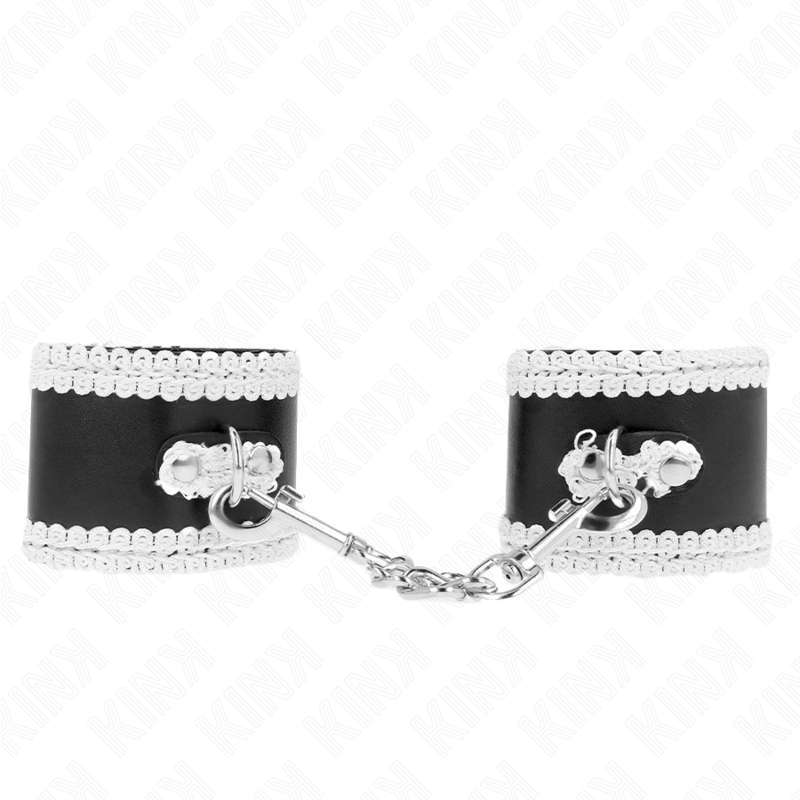 Kink Polso - Accessorio intimo, colore nero decorato bianco regolabile 20 23 cm x 5 5 cm - vista laterale