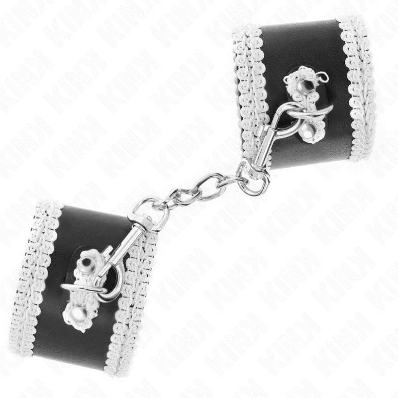 Kink Polso - Accessorio intimo, colore nero decorato bianco regolabile 20 23 cm x 5 5 cm - dettaglio