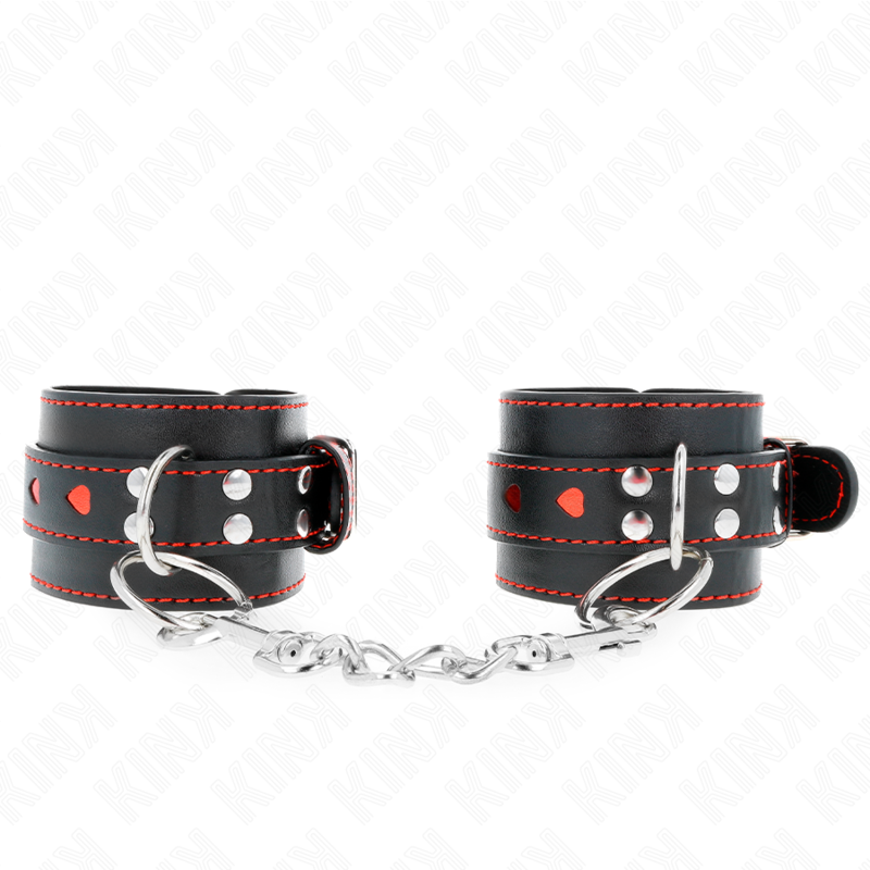 Kink Polso - Accessorio intimo, colore nero intarsio cuore rosso regolabile 21 28 cm x 5 5 cm - vista laterale