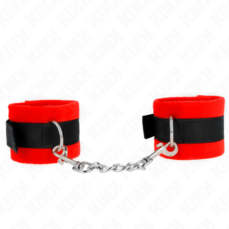 Kink Polsini - Accessorio intimo, colore pelliccia principianti nero rosso 30 x 7 cm - vista laterale