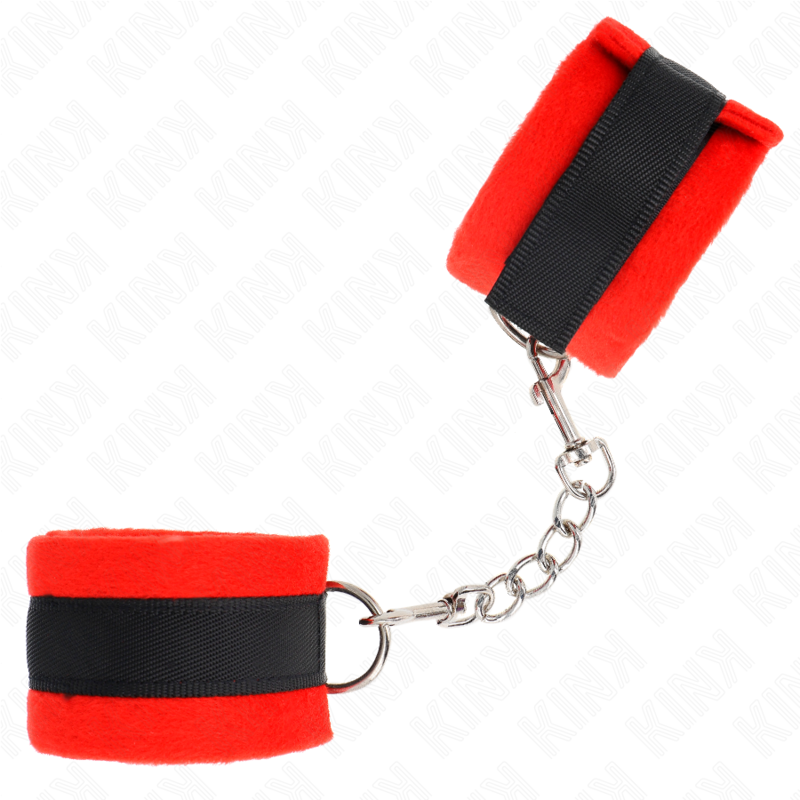 Kink Polsini - Accessorio intimo, colore pelliccia principianti nero rosso 30 x 7 cm - dettaglio