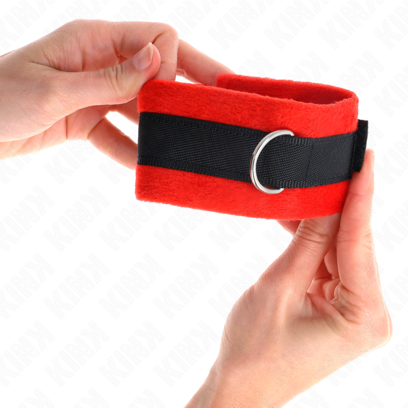 Kink Polsini - Accessorio intimo, colore pelliccia principianti nero rosso 30 x 7 cm - nella confezione