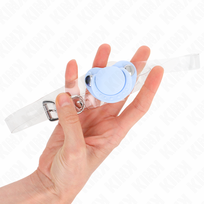 Kink Bavaglio - Accessorio intimo, colore ciuccio azzurro 5.5 x 4 cm regolabile 43 60 cm - vista laterale
