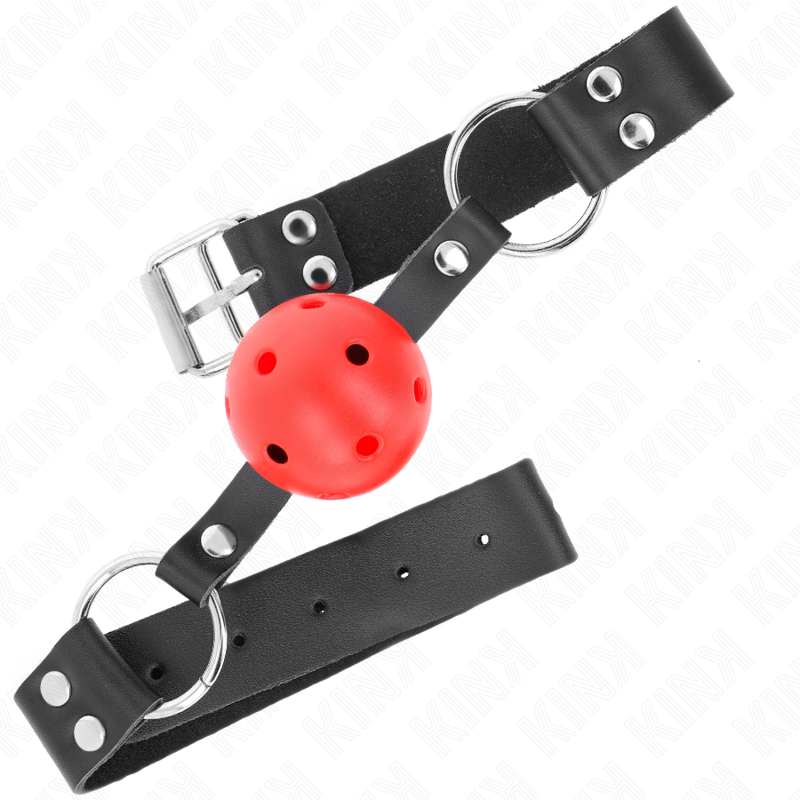 Kink Palla Traspirante Bavaglio 4 CM - Accessorio intimo, colore rosso - vista laterale