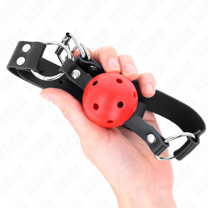 Kink Palla Traspirante Bavaglio 4 CM - Accessorio intimo, colore rosso - nella confezione