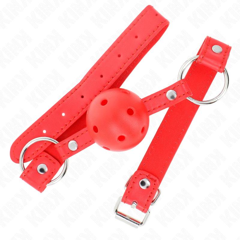 Kink Bavaglio Sfera Traspirante 4 CM - Accessorio intimo, colore 1 rosso - vista laterale