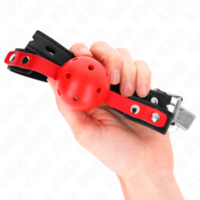 Kink Palla Dura Cava - Accessorio intimo, colore rossa 4 gag nero cinturino 60 regolabile 37 52 - dettaglio