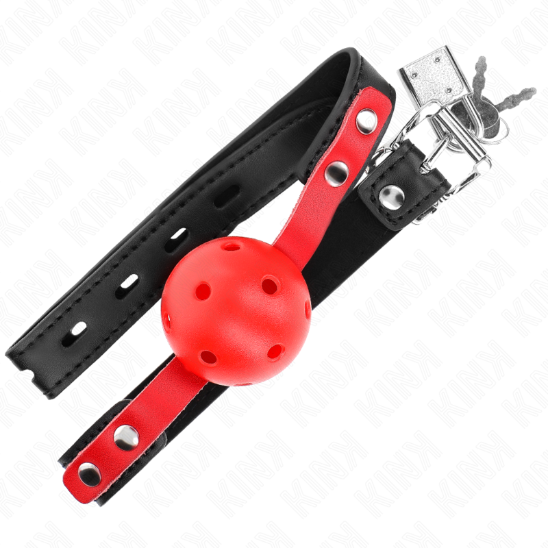 Kink Palla Dura Cava - Accessorio intimo, colore rossa 4 gag nero cinturino 60 regolabile 37 52 - nella confezione