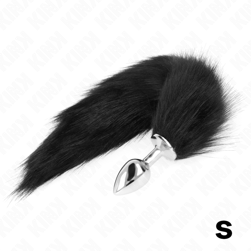 Kink Plug - Accessorio intimo, colore 7 x 3 cm coda sintetica 40 cm nero - vista laterale
